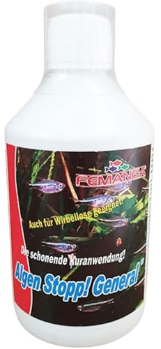 Femanga Algen Stopp General 250 ml – Effektiv gegen Faden-, Pinsel- & Bartalgen – Algenentferner für Süßwasser-Aquarien – Fisch- & Pflanzenfreundlich – Vorbeugend & Kur-Anwendung