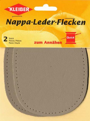 Kleiber Nappa-Leder-Flecken ca. 12,5x10 cm 01 grau 2 St