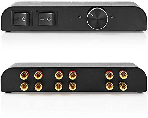 2-Way Stereo Speaker Splitter & Volume Control - HI-FI Loudspeaker Audio Switch