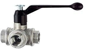 RIEGLER 103392-1084 B 3-Wege-Kugelhahn, T-Bohrung, Messing vernickelt, Rp 3/8, DN 10, 1Stk