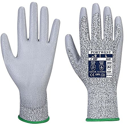 Portwest A620 Cut B13 PU Glove Breathable Seamless Liner 13 Gauge | Grey, X Large, EN ISO 21420 Dexterity 5, CE Certified, Cotton Backing and Vein Protection, Water Abrasion Resistant, Mechanic