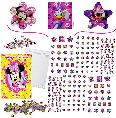 alles-meine.de GmbH 500 TLG. XXL Set: Sticker & Malblock - Minnie Mouse - 3-D Aufkleber & Normale - mit AusmalBlock - groß Micky Mickey Mäuse - Playhouse - Ausmalbuch - Stick..