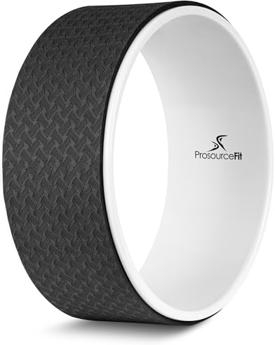 ProsourceFit Yoga Wheel Prop 12” for Improving Yoga Poses, Backbends, Flexibility, Balance, Stretching, Relaxation, Black/White