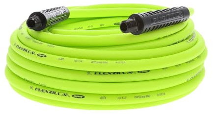 Flexzilla HFZ1450YW2 Air Hose, 50 ft, MNPT Fittings, Heavy Duty, Lightweight, Hybrid, ZillaGreen-HFZ1450YW2, 1/4 (inches) x 50' (feet)