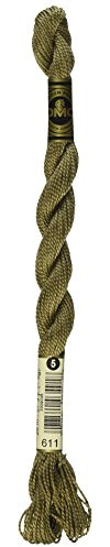 DMC 115 5-611 Pearl Cotton Thread, Drab Brown, Size 5