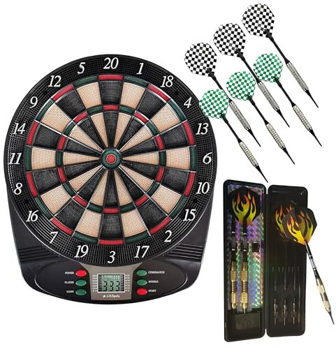 Elektronische Dartscheibe L.A Sports Classic für 1-8 Spieler inklusive Softdarts Pfeile mit Zubehör Set Champion