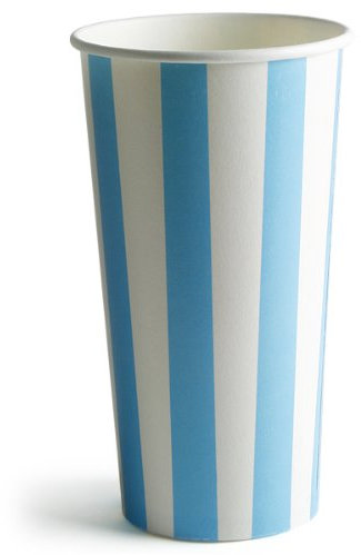 bar@drinkstuff Blue Striped Milkshake Paper Cups 16oz / 450ml, Sleeve of 50