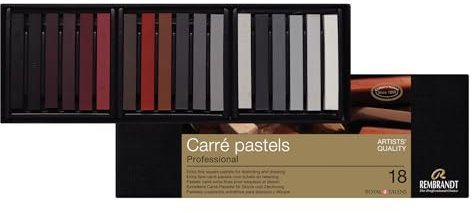 Rembrandt Professionelles Carré-Pastell-Set in luxuriöser Box | 18 Pastellkreiden | Komplette Erdfarben-Auswahl