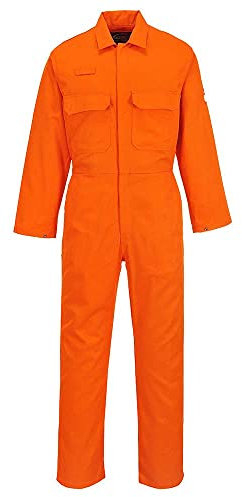 Portwest BIZ1 Mens Heat Flame Resistant Welding Overalls Bizweld FR Protective Boiler Suit Work Coveralls Durable Workwear Mechanics Warehouse Garages Orange, 2X-Large