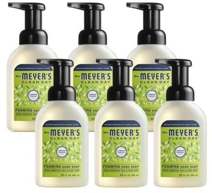 Mrs. MEYER'S CLEAN DAY Foaming Hand Soap, Lemon Verbena 10 Fl Oz (Pack of 6)