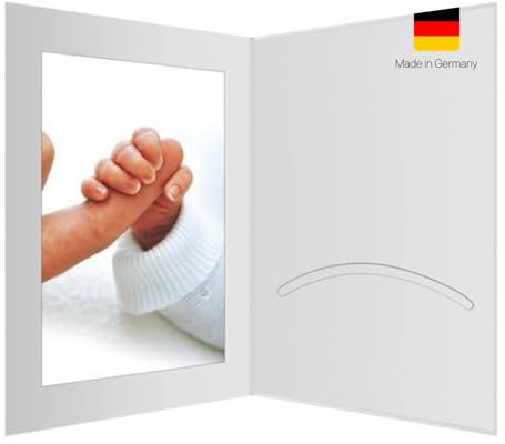 CS Webkontor 5 Stk. Portraitmappe 13 x 18 cm mit Passepartout weiß - Platz für 2 Bilder. Fotomappe, aufklappbare Mappe, Bilderrahmen aus Pappe - Ideal für besondere Bilder (Geburt, Hochzeit, etc.)