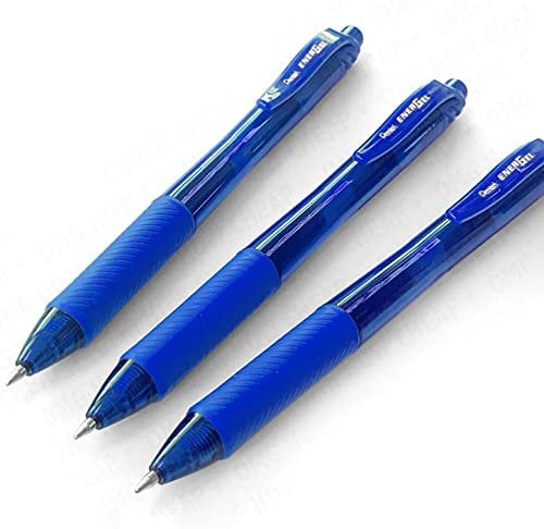 Pentel Energel X BL107 Retractable Gel Rollerball Pens - 0.7mm - Blue Ink - Pack of 3