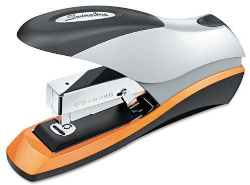 Swingline Heftgerät, 70 Blatt Kapazität, Optima 70, staufrei, reduzierter Aufwand, weicher Griff, Metall, Silber/Schwarz/Orange (87875)