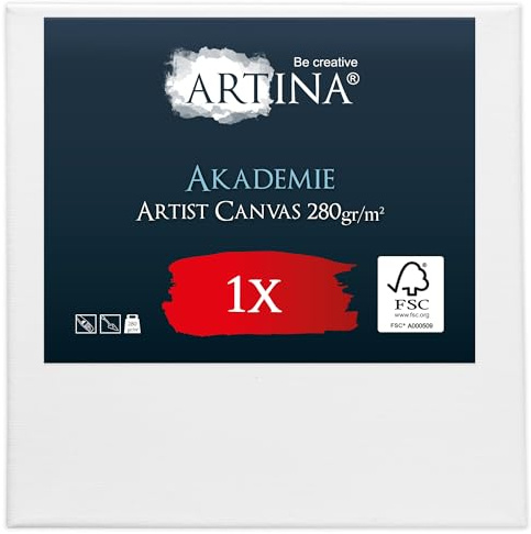 Artina Keilrahmen FSC® Leinwand zum Bemalen für Acrylfarben Canvas Set | 60x60cm Weiß 100% Baumwolle Malleinwand Künstlerbedarf für Acryl- Aquarell- Ölfarbe Akademie