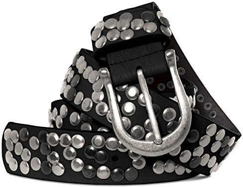 Caspar GU223 Damen Vintage Nietengürtel, Gürtelgröße:90, Farbe:schwarz
