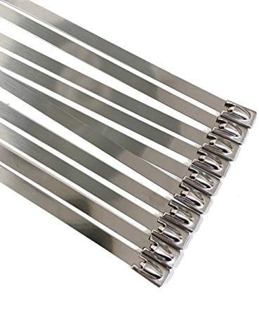 On1shelf 10 Pieza Bridas Metalicas Cable Bridas Banda de Acero Escudo térmico Cinta Envoltura de Escape,Cable Lazos 4,6 mm x 800mm Color Plata