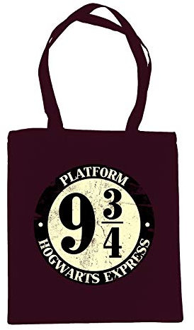 Elbenwald Harry Potter Shopper Beutel Gleis 9 ¾ Hogwarts Express Symbol Frontprint 38 x 41 cm Baumwolle schwarz