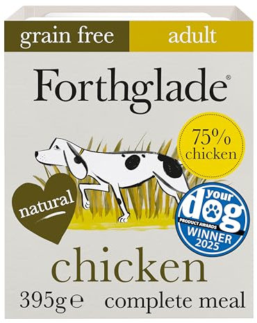 Forthglade Wet Dog Food (18 x 395g Trays) - Grain Free & Hypoallergenic Dog Food, Adult 1 Year+, Chicken with Vegetables, Complete Stomach Sensitive Meals with Natural Ingredients