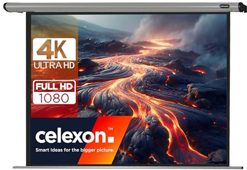celexon HomeCinema Motor-Leinwand 110 | 220x165 cm 4:3 | elektrische 4K, Full-HD Leinwand für Heimkino-Projektionen und Büro-Präsentationen mit Ihrem Beamer | geeigent zur Decken- & Wand-Montage
