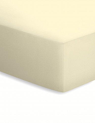 schlafgut Mako-Jersey Basic Spannbetttuch, Baumwolle, Ecru, 200 x 200 cm