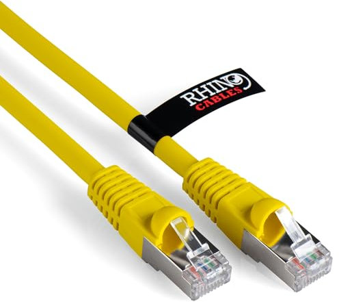 rhinocables CAT 6a Ethernet Cable | 10Gbps S/FT High-Speed & Large Bandwidth Data Transfer | Reliable LAN Network RJ45 Cable | Wi-Fi Broadband Cable for Seamless Gaming & Streaming (0.5m, Yellow)