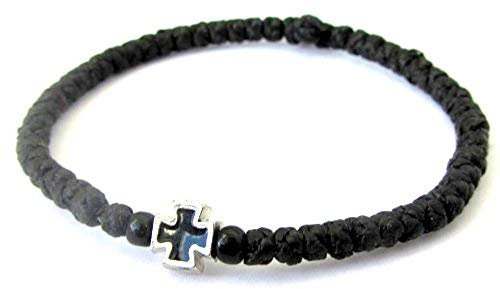 Iconsgr Handmade Christian Orthodox Komboskoini, Prayer Rope Bracelet Black - 5607