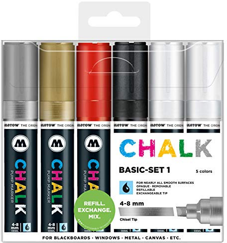 Molotow Kreidemarker Chalk Basic Set 1 - 4-8 mm, 6 Stück farblich sortiert