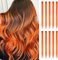FESHFEN Orange Extension de Cheveux Colorés, Couleur Extensions de Cheveux 10 PCS Naturel Synthétique colorés Postiche Cheveux Long Raides Extensions de Cheveux pour Femmes 55 cm
