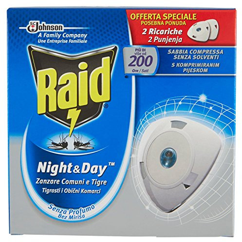 Raid Night & Day - Antimosquitos eléctrico: 2 Paquetes de 2 Cargas c/u (4 cargas)