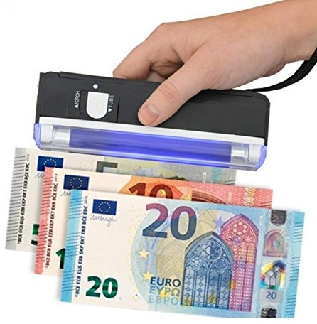 Detector de billetes falsos portátil lámpara de neón UV de bolsillo dinero falso