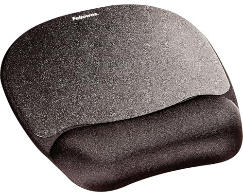 Fellowes Memory Foam Mouse Mat with Wrist Support - Ergonomic Mouse Pad for Computer Laptop - Black