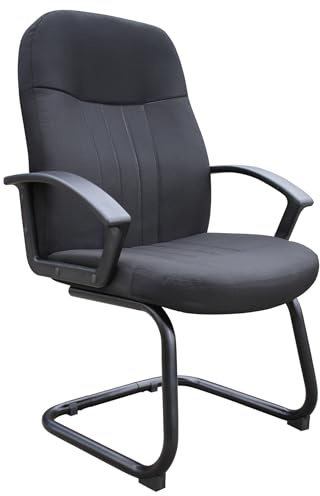 Boss Office Products Mid Back Fabric Guest Chair in Black (B8309-BK)