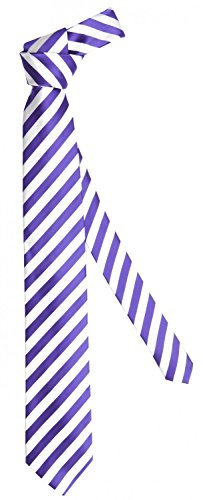 Fabio Farini - Herren gestreifte Krawatte in 8cm Breite, Schlips klassisch Robuste Pflegeleichte Mikrofaser für Anlässe wie Hochzeit, Beerdigung, Konfirmation oder Business Weiß Tiefviolett Lila