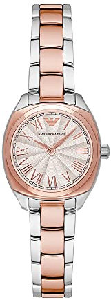 Emporio Armani Orologio da donna, movimento a due lancette, cassa in acciaio inossidabile argentata di 28 mm con bracciale in acciaio inossidabile, AR1952