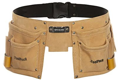 Toolpack 68112366020 Werkzeuggürtel Hobby mit 2 Taschen, Leder, mehrfarbig