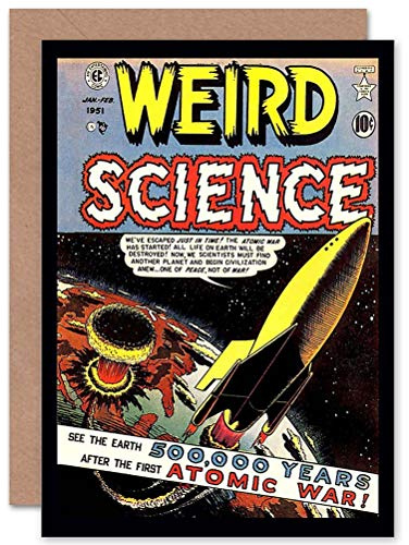 Wee Blue Coo MAGAZINE COVER 1951 WEIRD SCIENCE SCI FI ATOMIC WAR SPACE GREETINGS CARD