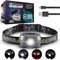 AENNON Rechargeable Head Horch - 220 Lumens, 150m Vision, 30 Hour Battery - Waterproof LED Head Torch Battery Powered - Best for Camping, Running, Hiking
