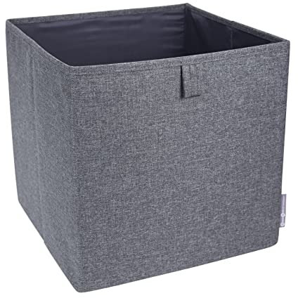 Bigso Box of Sweden Cubo portaoggetti per scaffale e armadio – Scatola organizer per giocattoli, vestiti, materiale da ufficio e altro – Contenitore armadio pieghevole in poliestere e cartone – grigio