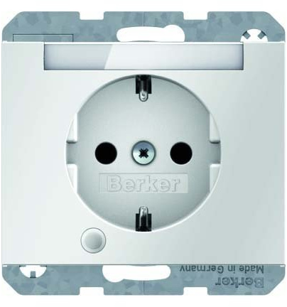 Toma SCHUKO con indicador y portaetiquetas, K.1, blanco polar, brillo