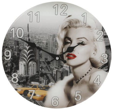 30cm Glass Hometime Wall Clock Marilyn Monroe Design