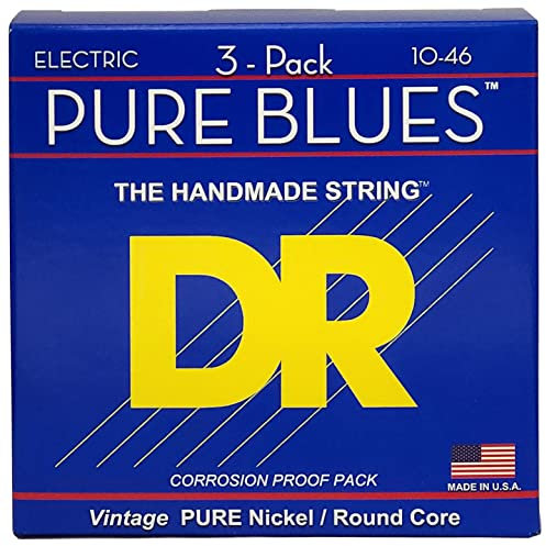DR Strings PHR-10 Pure Blues - Corde per chitarra elettrica, 10-46, confezione da 3