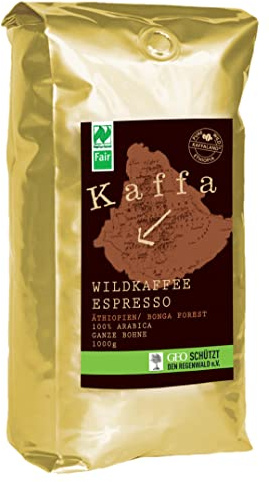 Kaffa Bio Wildkaffee Espresso Bohne 1000 g