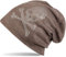 styleBREAKER Klassische Beanie Mütze mit Totenkopf Strass Applikation, Unisex 04024034, Farbe:Braun meliert, Materialart:warm