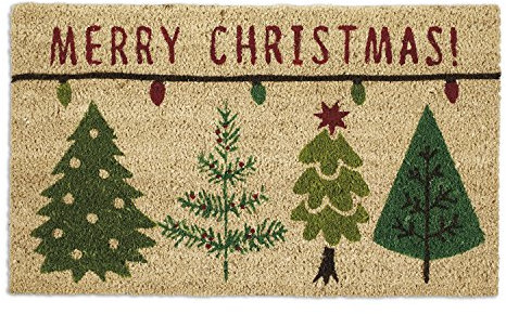 DII Outdoor Christmas Door Mat Collection Dekorative Fußmatte für den Urlaub, Veranda-Dekoration, Kokosfaser Polyvinyl Chlorid (PVC), Merry Trees, 1'5 x 2'5 (Rectangular)