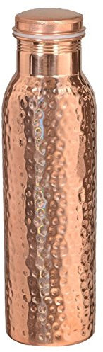Qubic Inc Bouteille d'eau en cuivre pur (martelé) pour la santé sayurvédique 900 ml