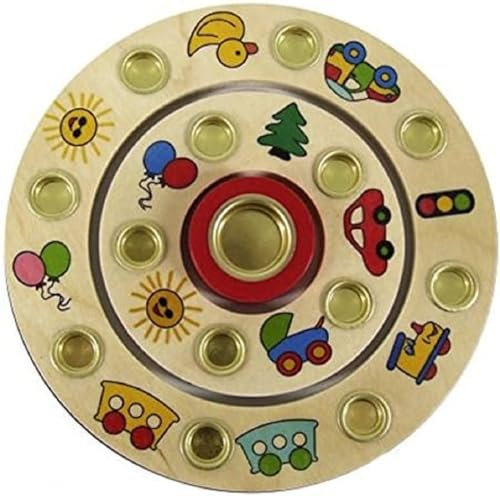 Hess Holzspielzeug 15628 - Geburtstagsring aus Holz für 14 Kerzen, mit Kindermotiven, handgefertigt, Durchmesser ca. 16 cm, als Dekoration für den Geburtstagstisch