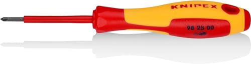 Knipex Tournevis pour vis à tête cruciforme Pozidriv® brunie, poignée isolante bi-matière, certifiée VDE 162 mm 98 25 00