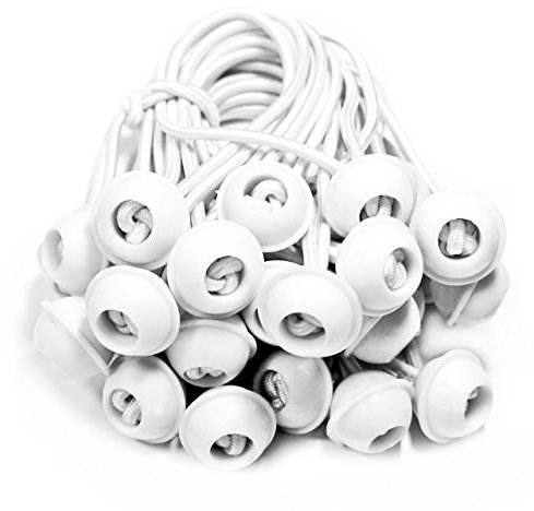 25 Stück Set Gummischlaufen Spanngummis zum Befestigen von Planen - Zeltgummis Expanderschlingen Bungees Spanner Planenspanner für Partyzelt Pavillon Zelt - weiß, lang