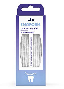Emoform Duofloss regular, fils cardés, pour nettoyer autour des collets et implants, sous les bridges et appareils dentaires, grande résistance