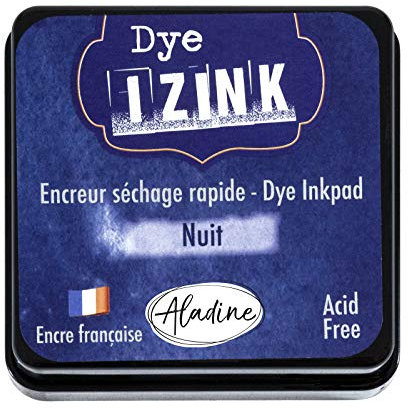 Aladine Izink Dye – Tinta de Secado rápido para Sellos y Plantillas – Álbum de Recortes y Tarjetas Creativas – Tinta Francesa – Tamaño M – 5 x 5 cm – Color Azul Noche